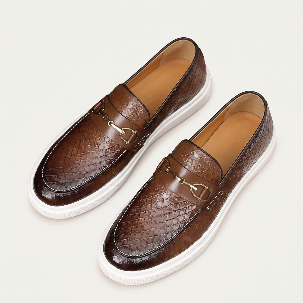 Mocassins Homme Effet Croco Détail Mors