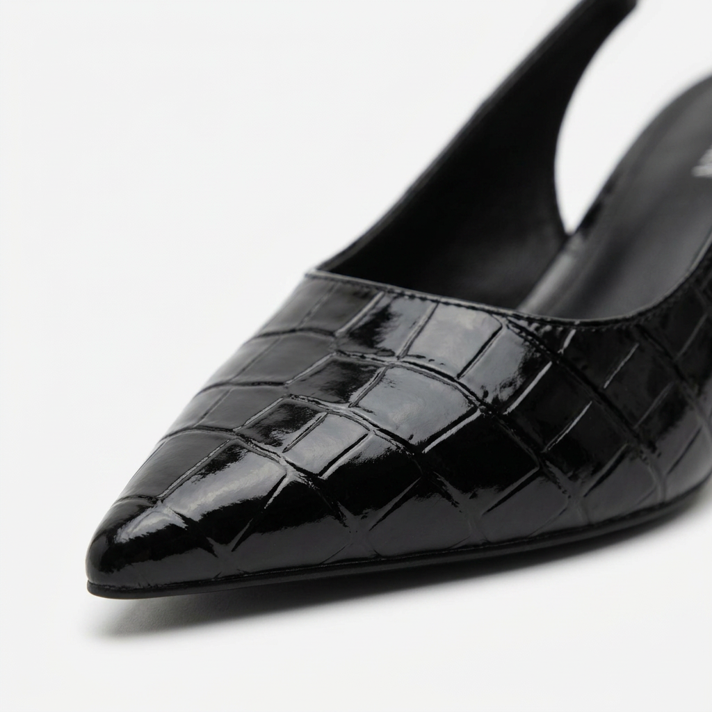 Escarpins Slingback Femme Talon Bloc Effet Croco