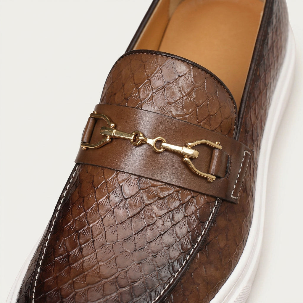 Mocassins Homme Effet Croco Détail Mors
