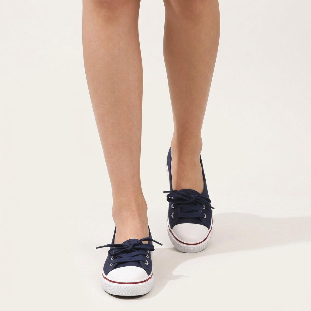 Baskets Ballerines Femme Toile À Lacets