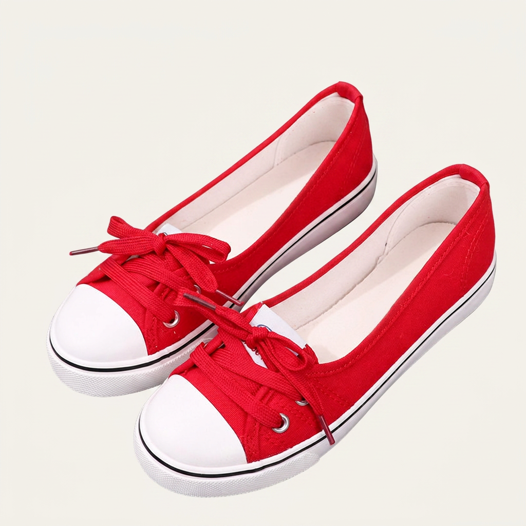 Baskets Ballerines Femme Toile À Lacets
