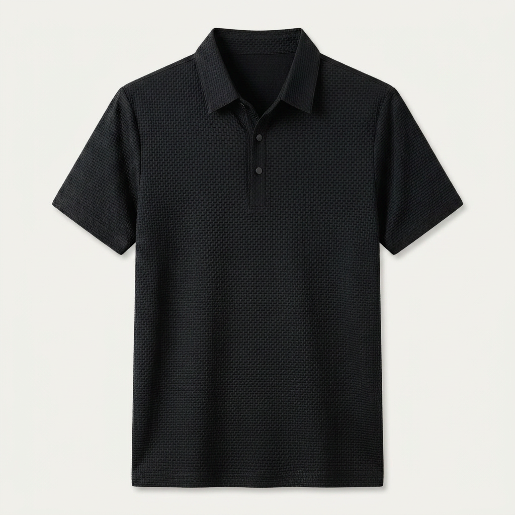 Polo Homme Texturé Manches Courtes Patte Boutonnée