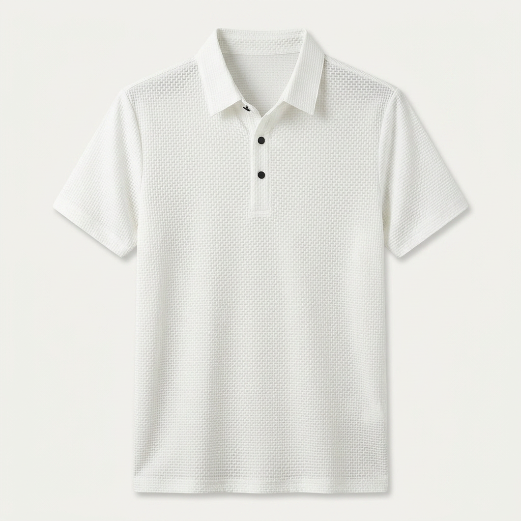Polo Homme Texturé Manches Courtes Patte Boutonnée