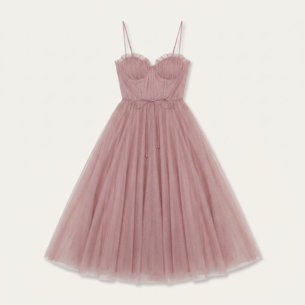 Robe Midi Tulle Femme Bretelles Corsage Structuré