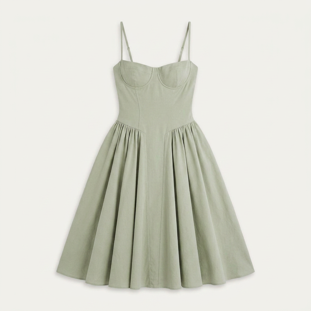 Robe Midi Femme Décolleté Cœur Bretelles Fines