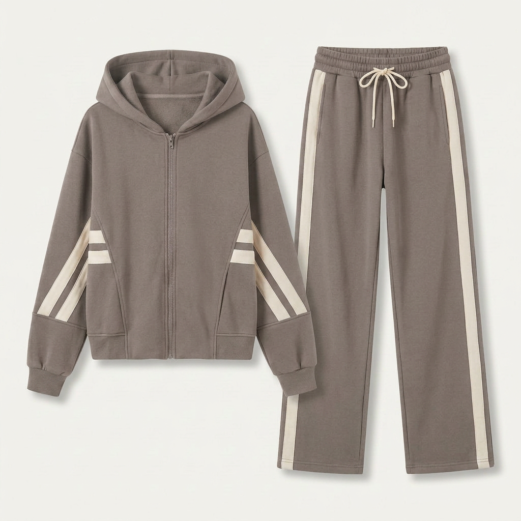 Ensemble Survêtement Femme Capuche Zippée Pantalon Large