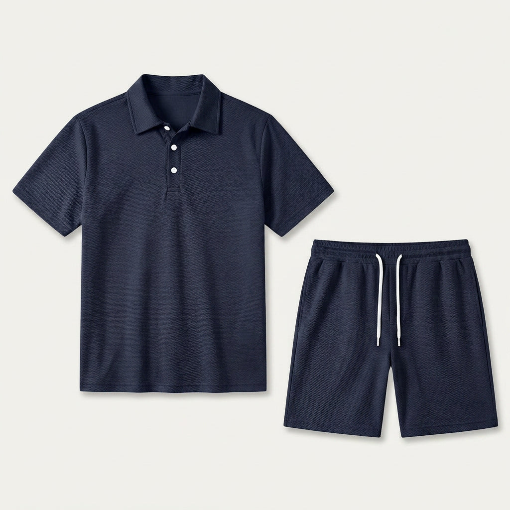 Ensemble Homme Polo Short Texturé Cordon