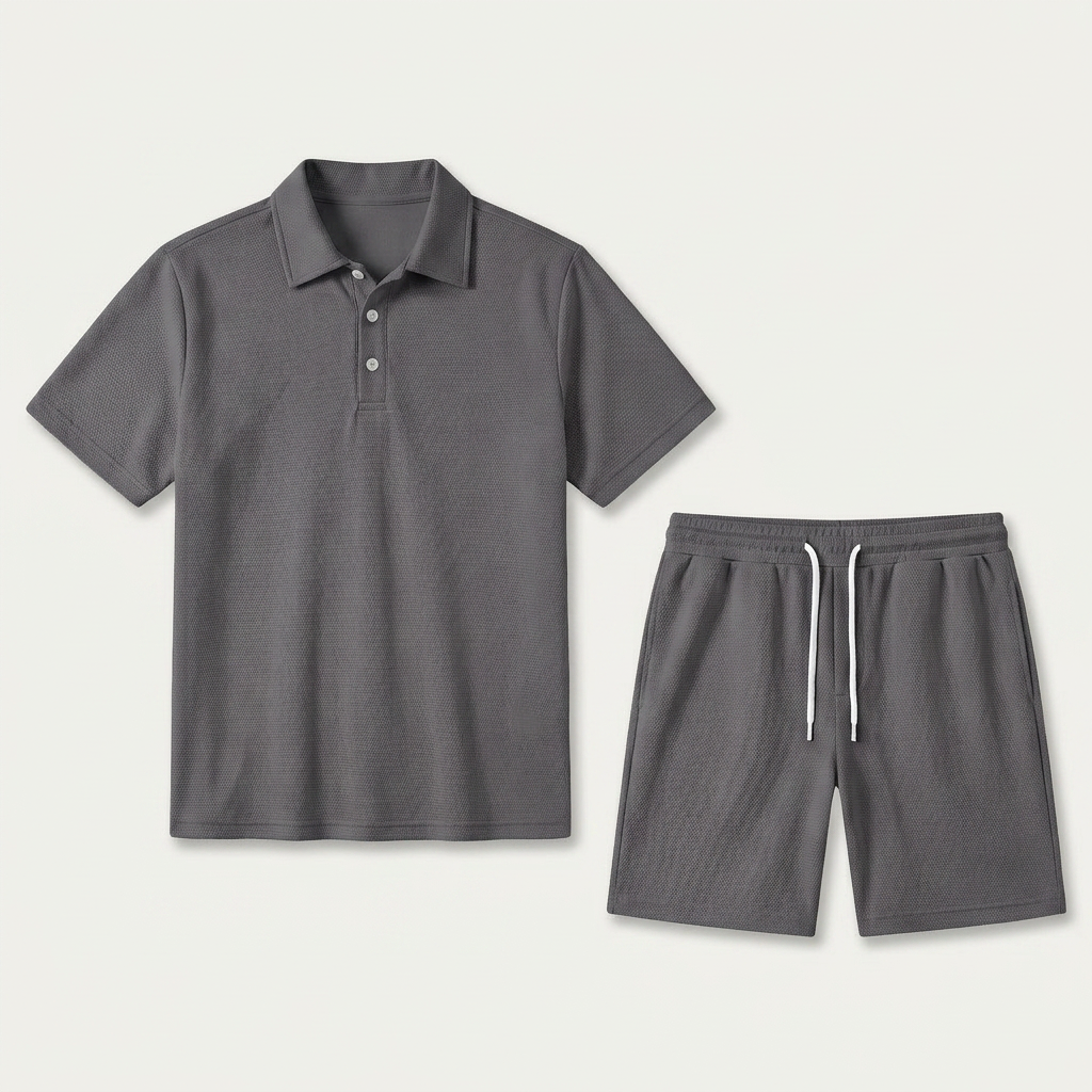 Ensemble Homme Polo Short Texturé Cordon
