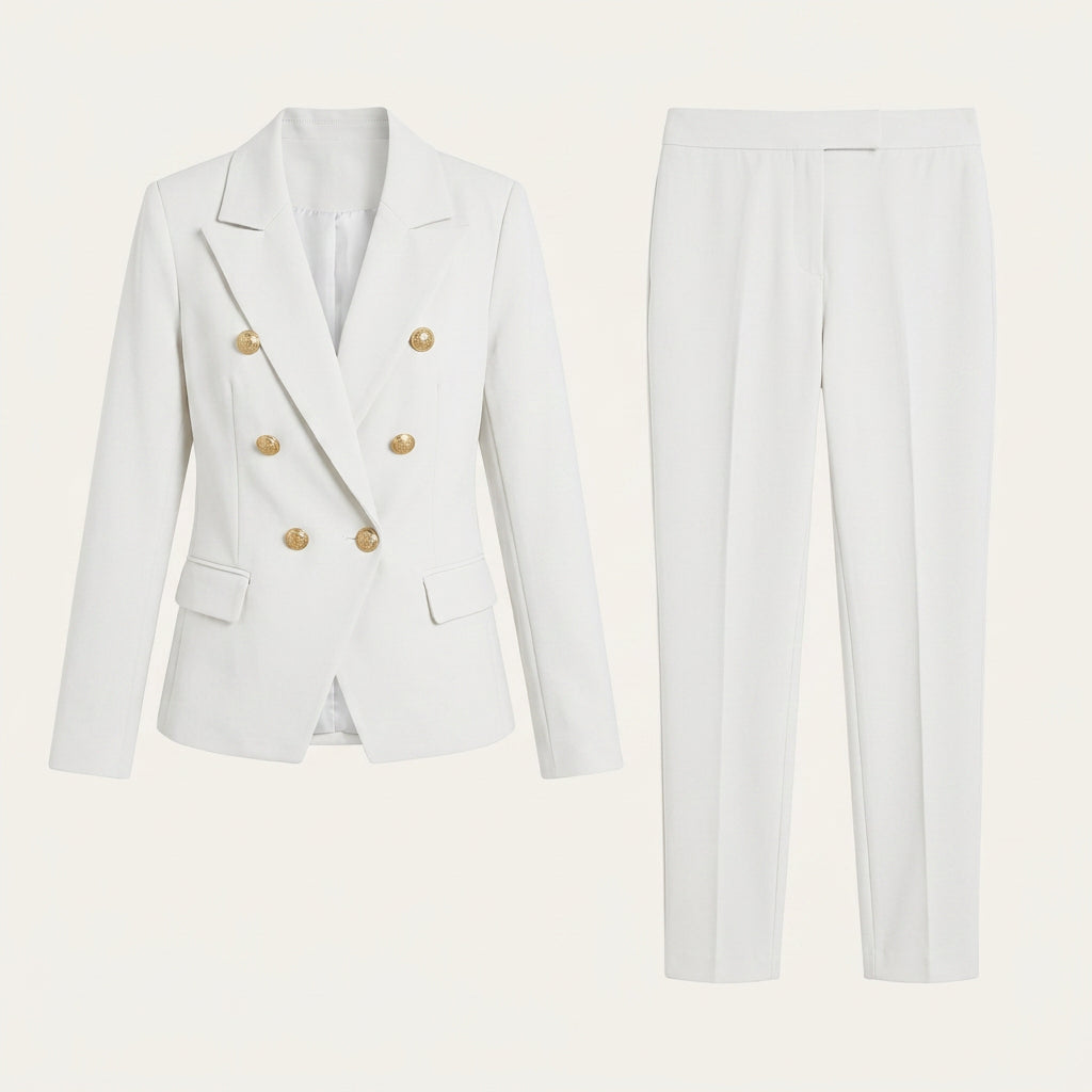 Tailleur Femme avec Blazer Croisé et Pantalon