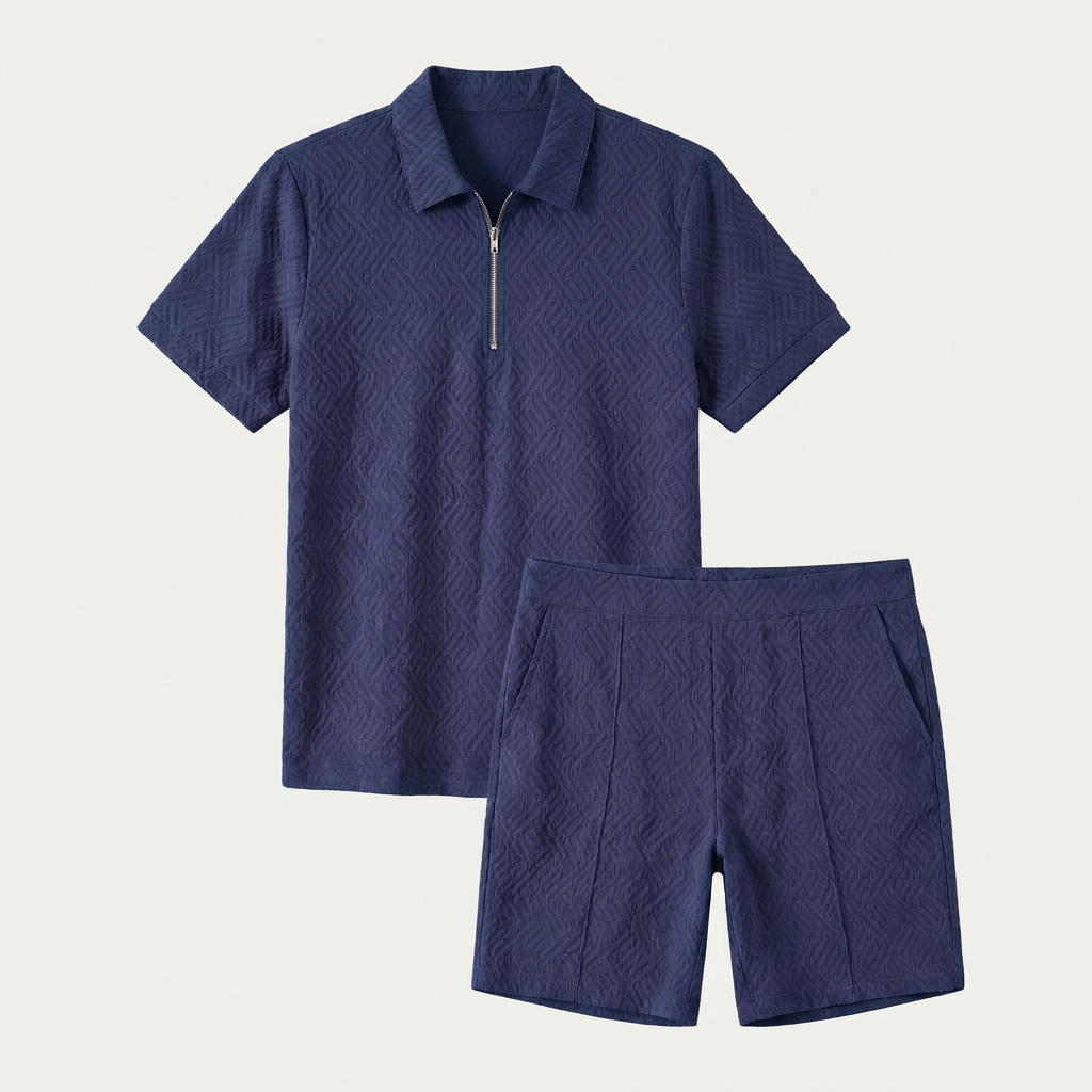Ensemble Homme Polo Zippé Short Texturé