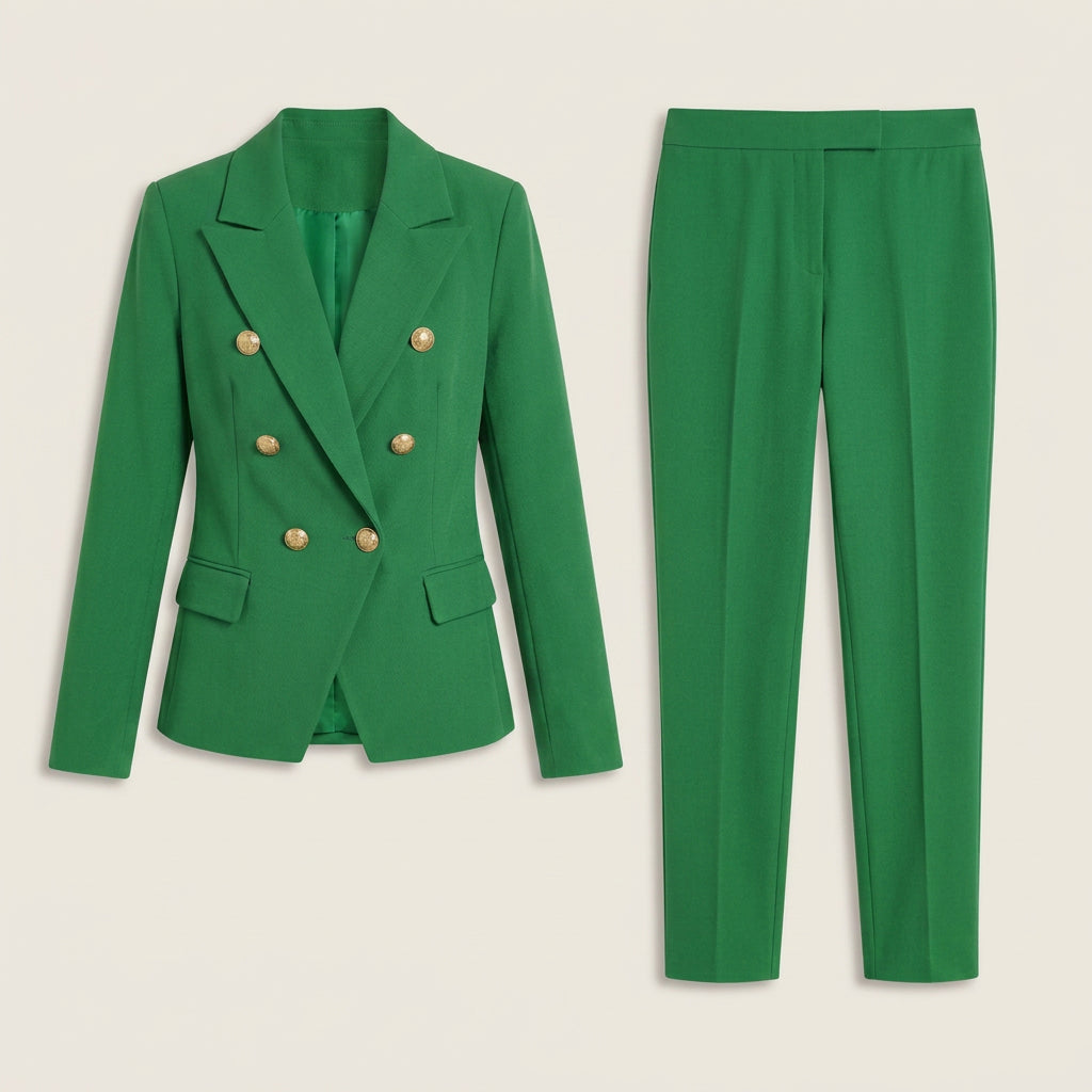 Tailleur Femme avec Blazer Croisé et Pantalon