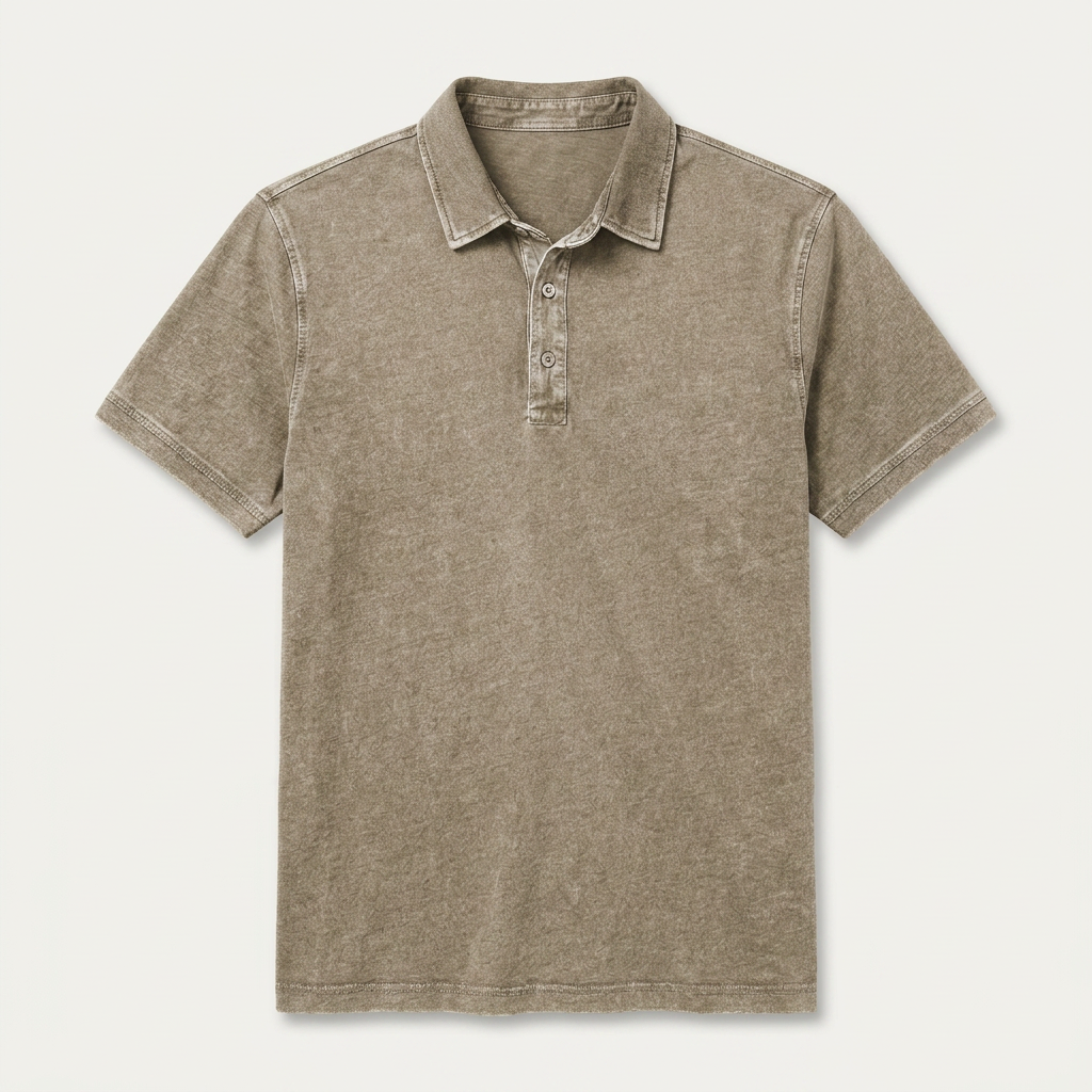 Polo Homme Effet Délavé Patte Boutonnée