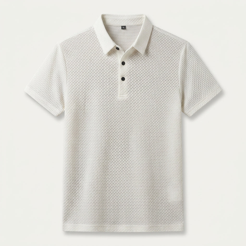 Polo Homme Texturé Manches Courtes Boutonné
