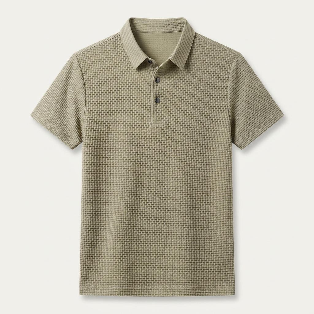 Polo Homme Texturé Manches Courtes Boutonné