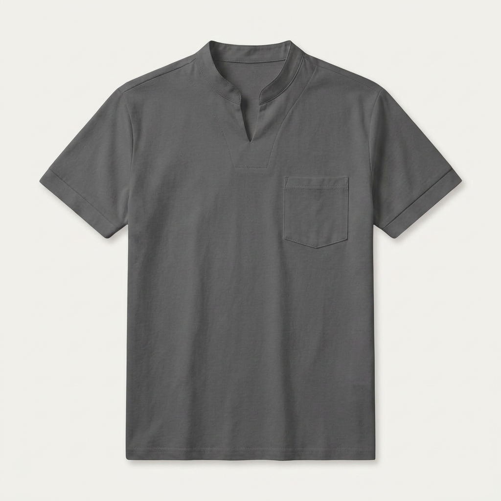 Chemise Homme Manches Courtes Col Cranté Poche Poitrine