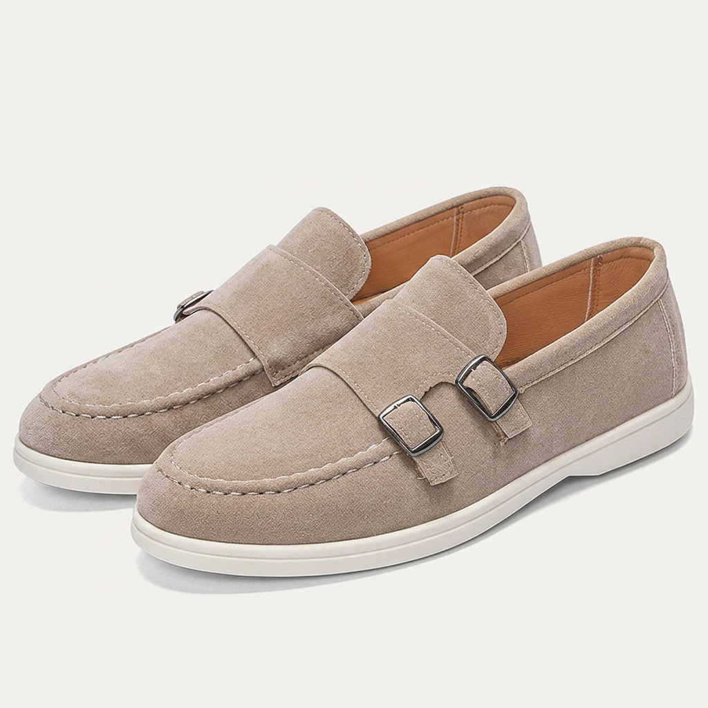 Mocassins Homme Double Boucle Texture Élégante Profil Bas