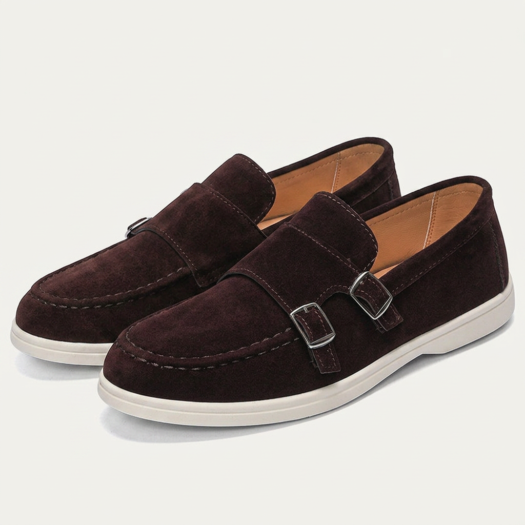 Mocassins Homme Double Boucle Texture Élégante Profil Bas