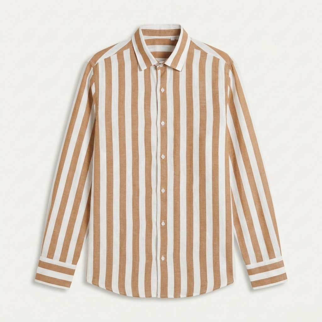 Chemise Homme Rayures Verticales Manches Longues Classique