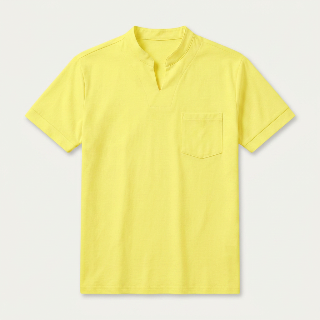 Chemise Homme Manches Courtes Col Cranté Poche Poitrine