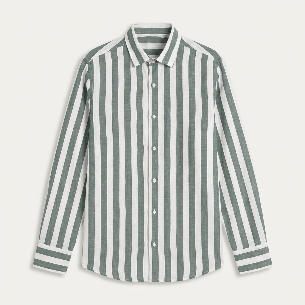 Chemise Homme Rayures Verticales Manches Longues Classique