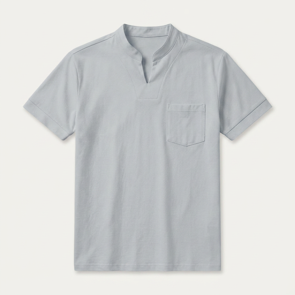 Chemise Homme Manches Courtes Col Cranté Poche Poitrine