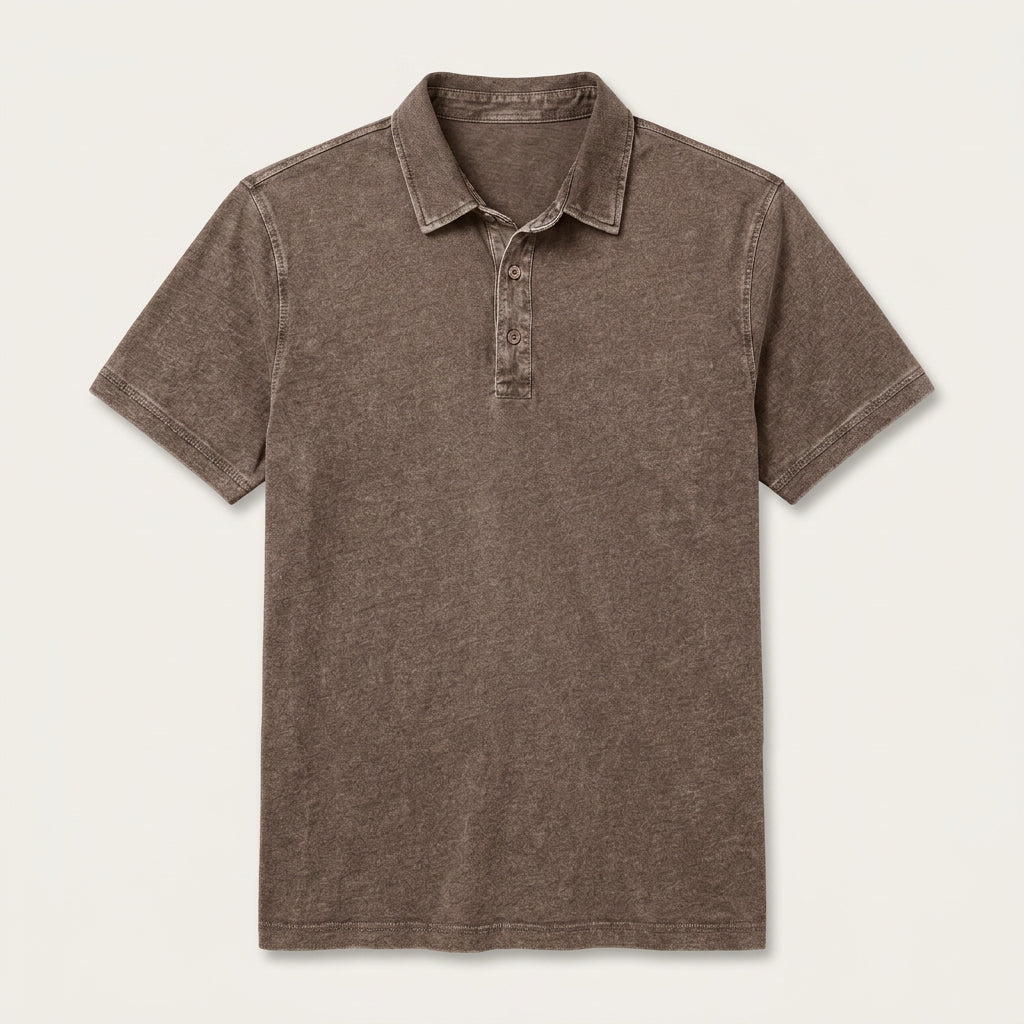 Polo Homme Effet Délavé Patte Boutonnée