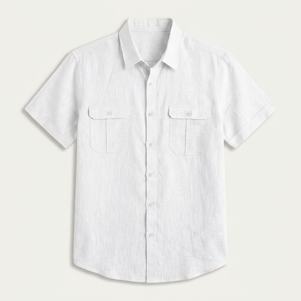 Chemise Homme Manches Courtes Doubles Poches À Rabat