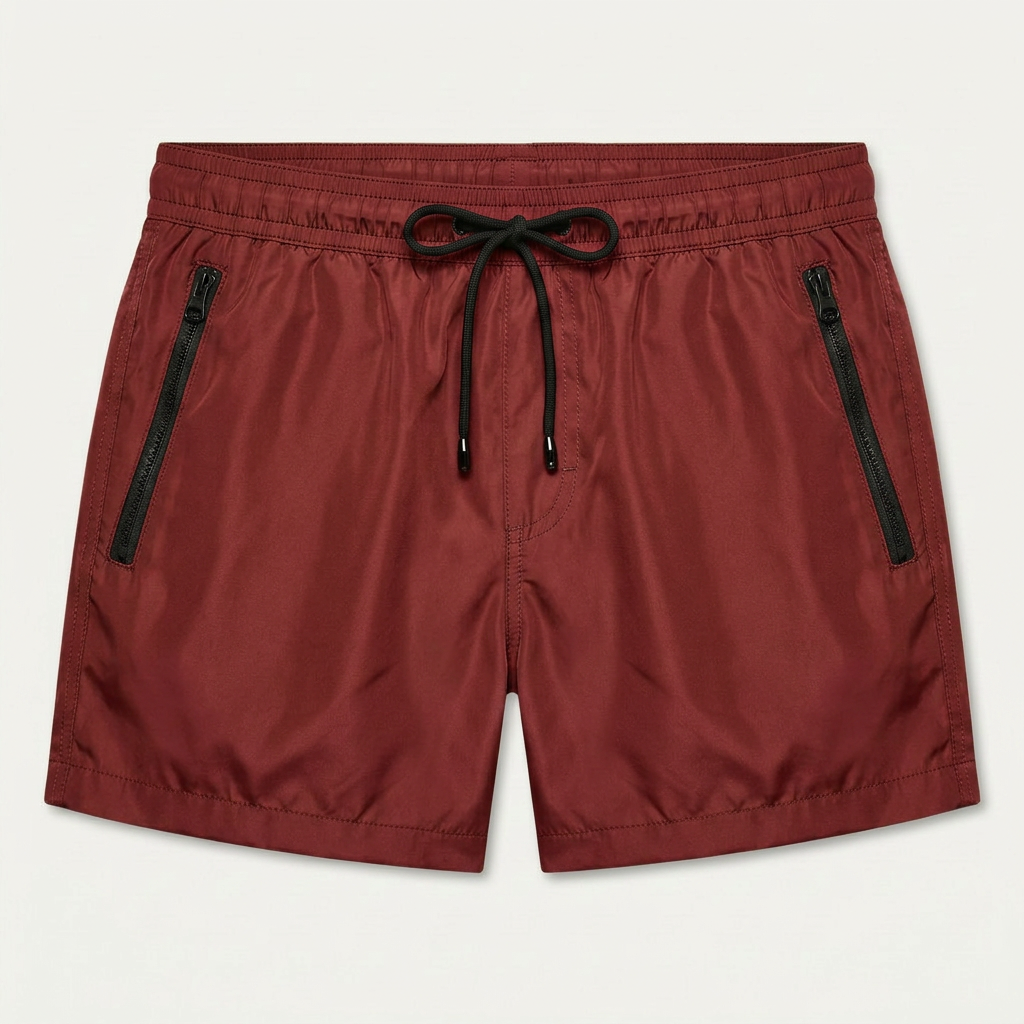 Short De Bain Homme Poches Zippées Cordon De Serrage