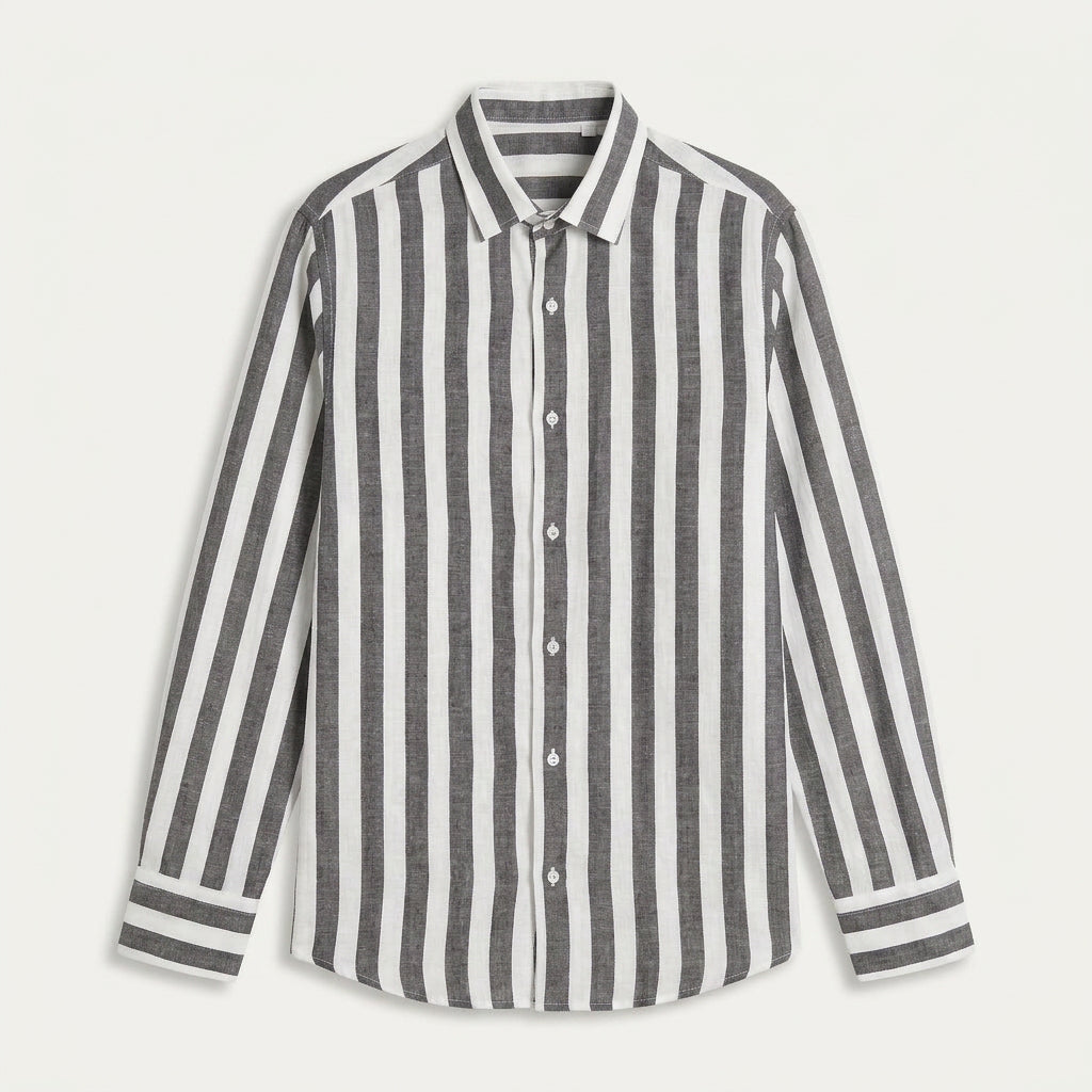 Chemise Homme Rayures Verticales Manches Longues Classique