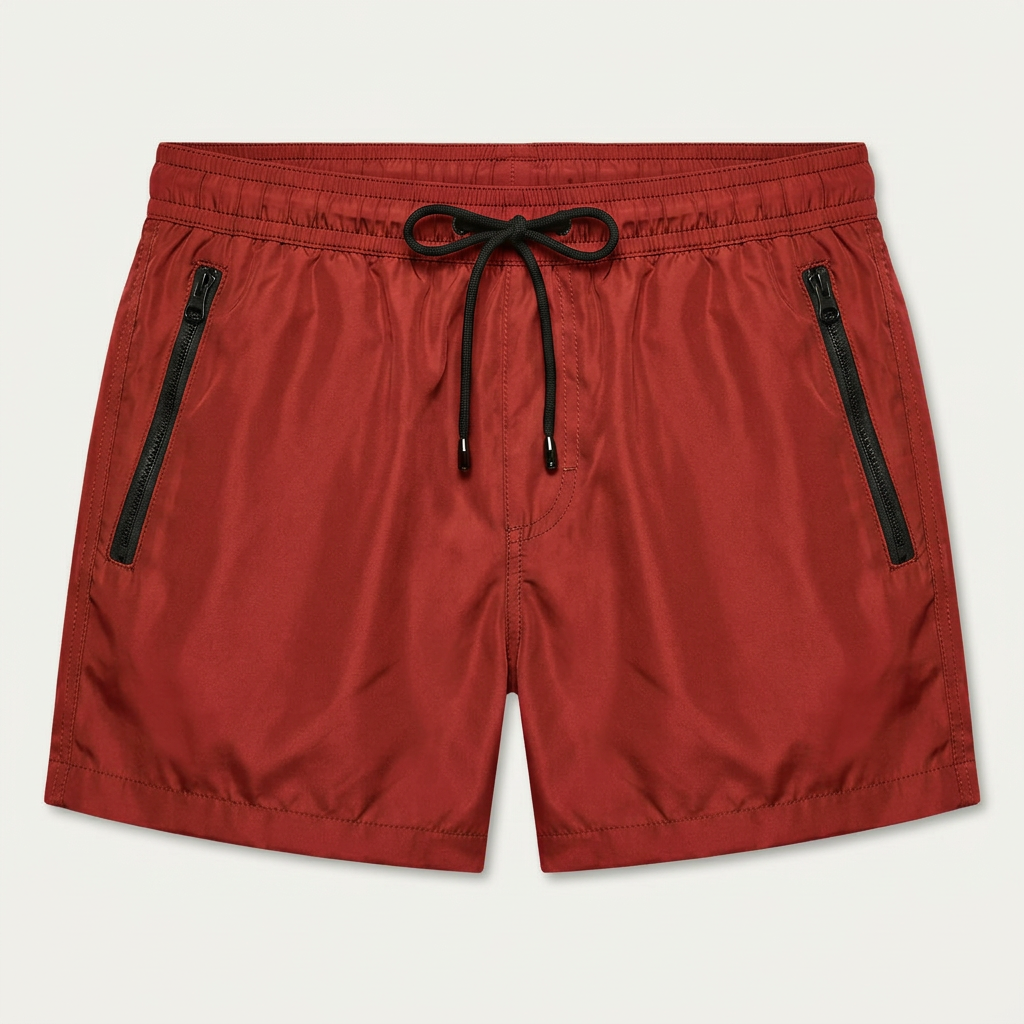 Short De Bain Homme Poches Zippées Cordon De Serrage