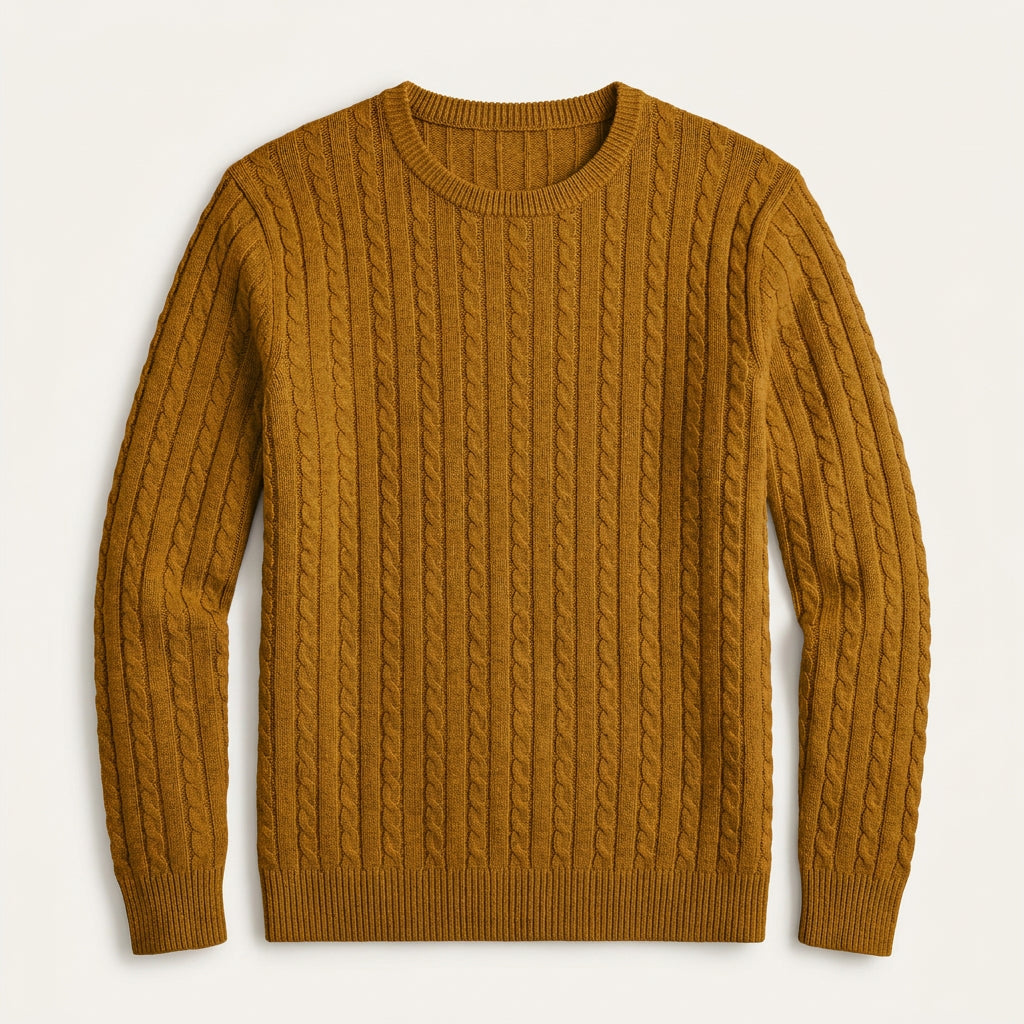 Pull Col Rond Homme en Maille Torsadée