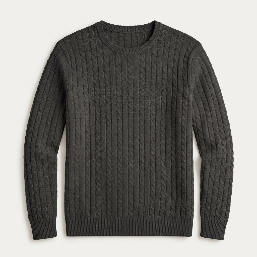 Pull Col Rond Homme en Maille Torsadée