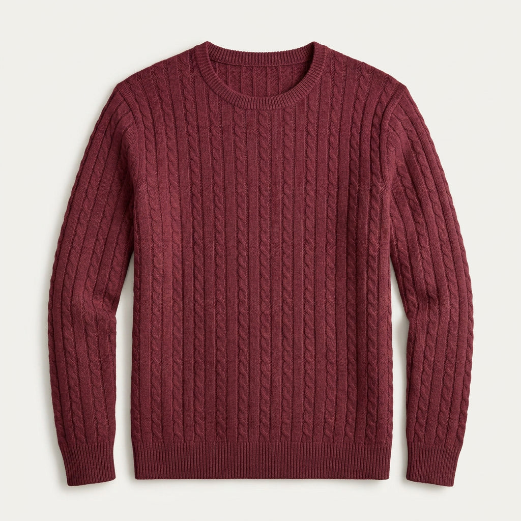 Pull Col Rond Homme en Maille Torsadée