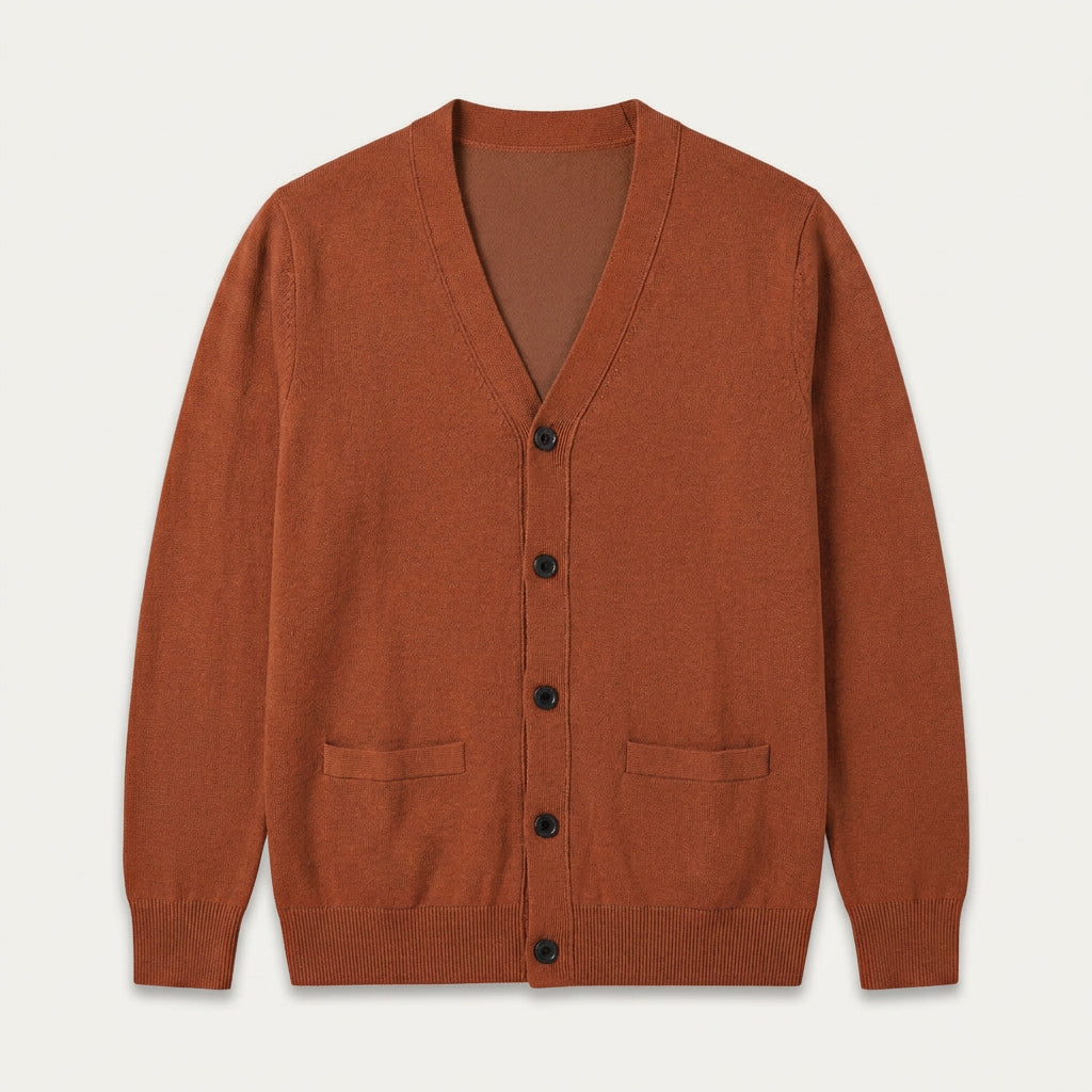 Gilet Homme en Maille Col V Boutonné