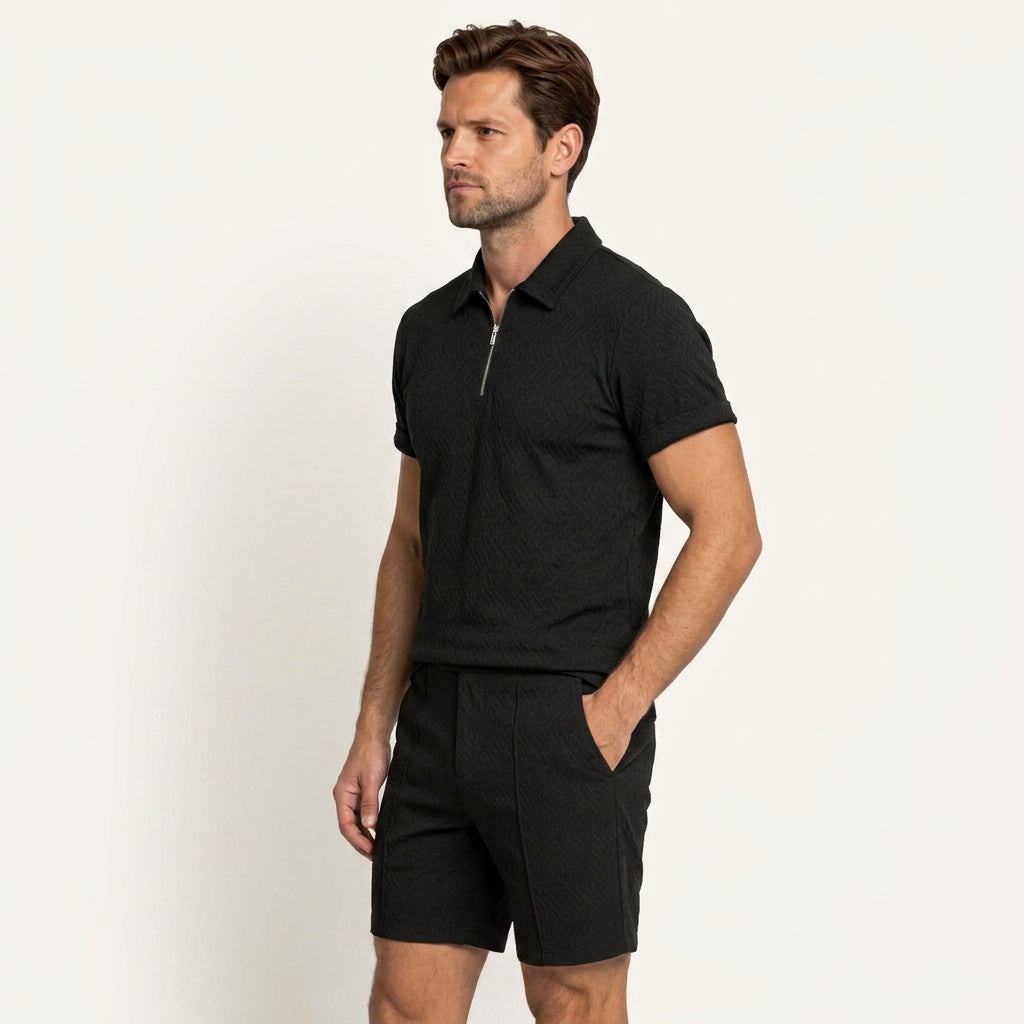 Ensemble Homme Polo Zippé Short Texturé