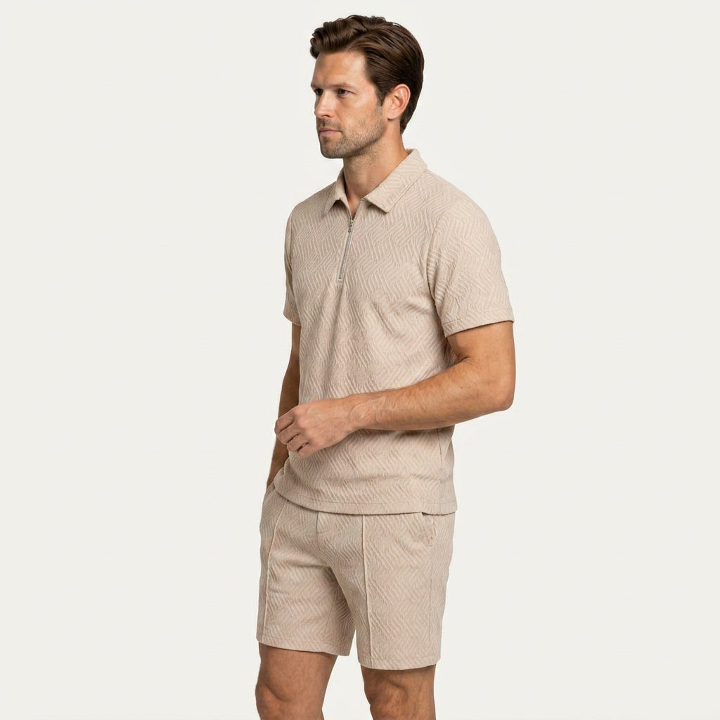 Ensemble Homme Polo Zippé Short Texturé