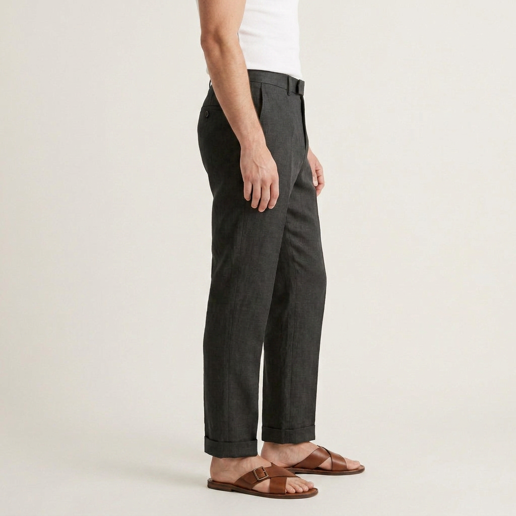 Pantalon Homme Tailleur Coupe Droite Pli Marqué