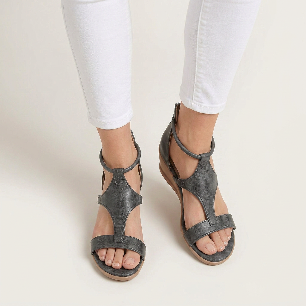 Sandales Compensées Femme Bride T Fermeture Boucle