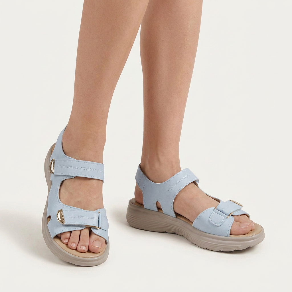 Sandales Femme Double Bride Plateforme Bout Ouvert