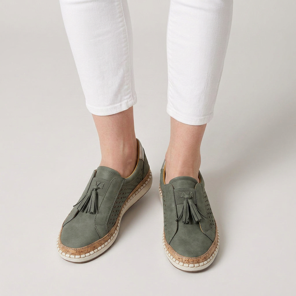Mocassins Femme Pampilles Perforés À Enfiler