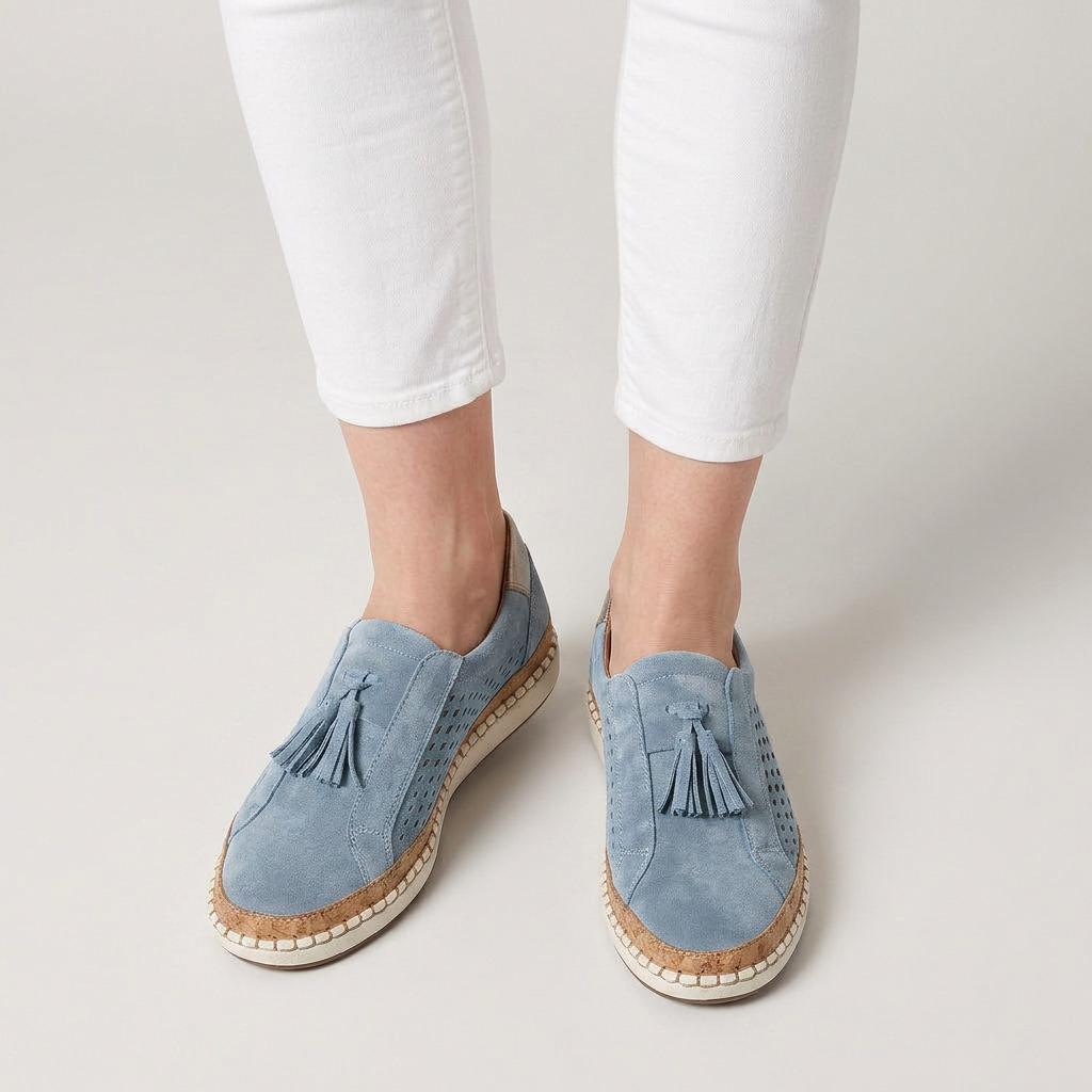 Mocassins Femme Pampilles Perforés À Enfiler