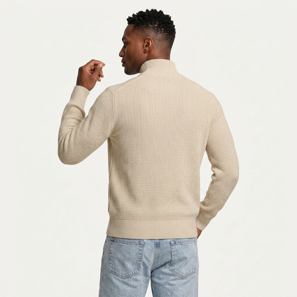 Gilet Homme Zippé en Maille Col Montant