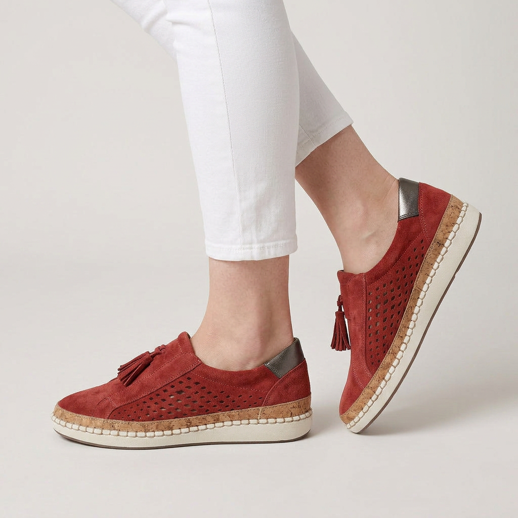 Mocassins Femme Pampilles Perforés À Enfiler
