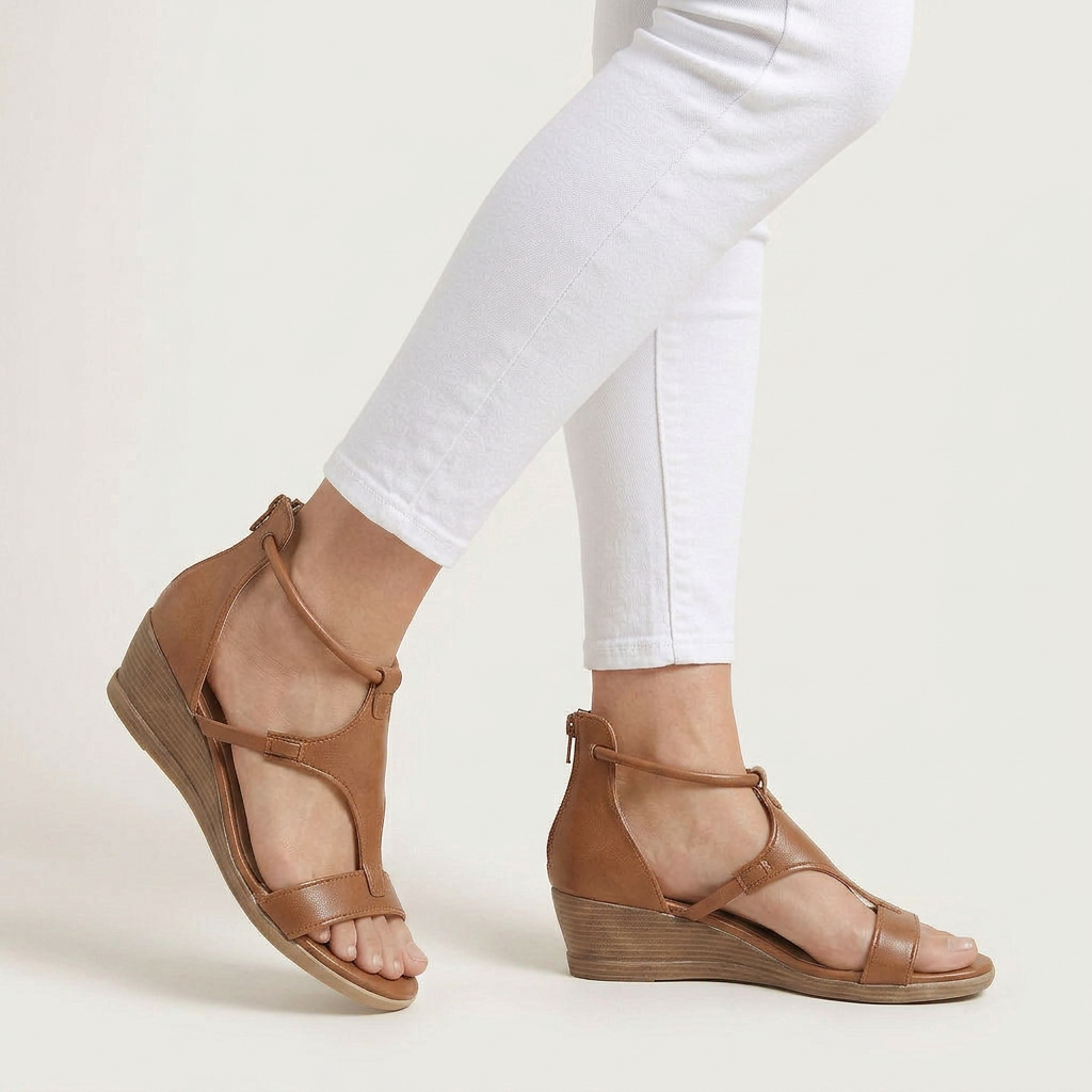 Sandales Compensées Femme Bride T Fermeture Boucle