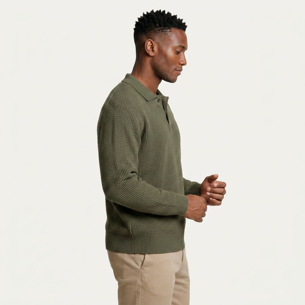 Pull Col Polo Homme en Maille