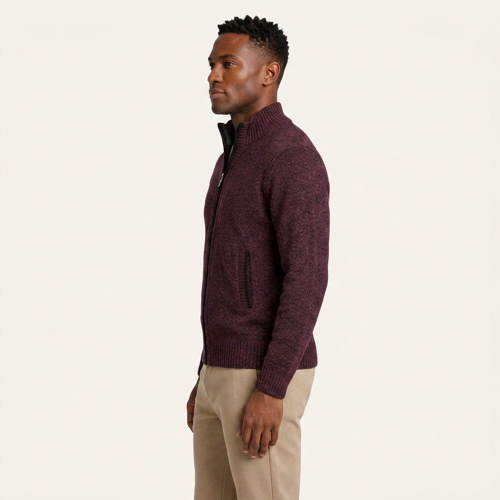 Gilet Homme Zippé en Maille Col Montant avec Poches