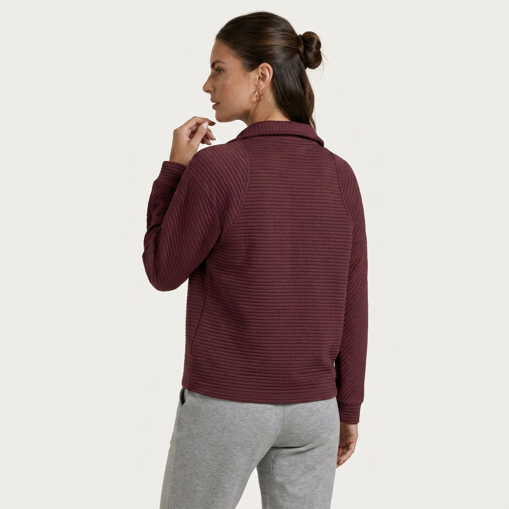 Pull Col Montant Femme en Maille Côtelée
