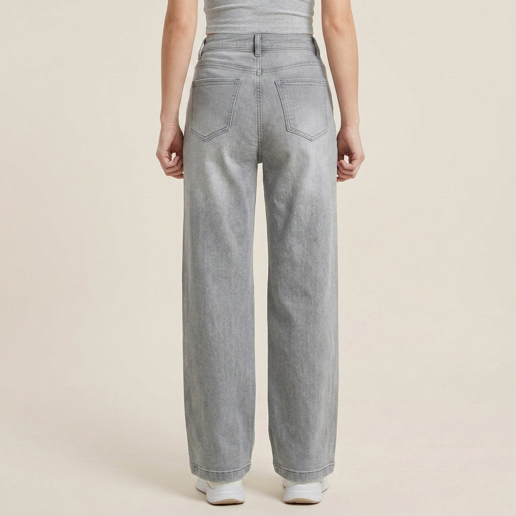 Jean Large Femme Taille Haute En Denim Léger