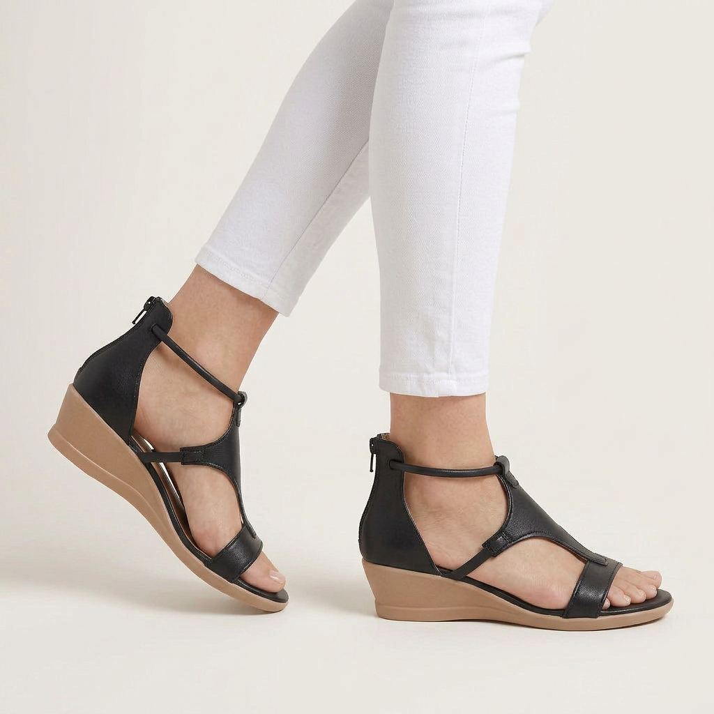 Sandales Compensées Femme Bride T Fermeture Boucle