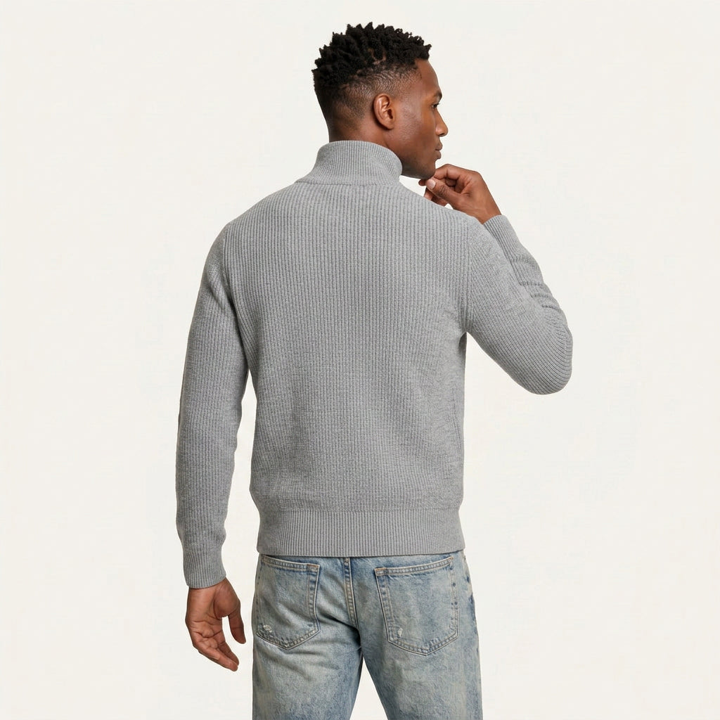 Gilet Homme Zippé en Maille Col Montant